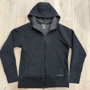 BROOKS - Black Hooded Full Zip-Up Sweater Jacket - Size S